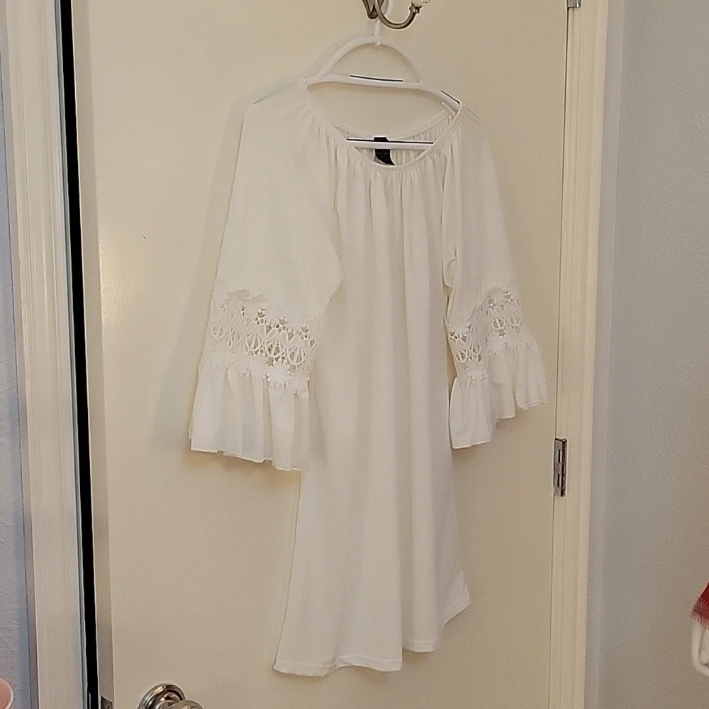 3/$30 WINWIN Romantic Winter White Off Shoulder Bell Sleeve Coquette Blouse